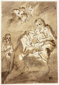 Madonna mit Kind, verehrt von Heiligem Franziskus von Style of Pietro Novelli