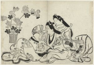 Erotische Darstellung (Hana ni Yosurukyo) von Sugimura Jihei (attributed to)
