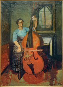 Frau mit Kontrabass