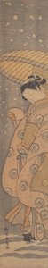 Schönheit unter einem Regenschirm im Schnee, ca. 1770 von Suzuki Harunobu