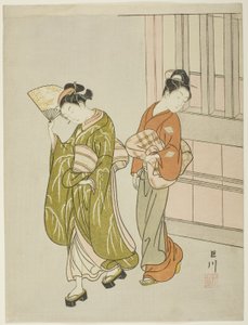 Klare Brise von einem Fächer (Ogi no seiran), aus der Serie "Acht Ansichten des Salons (Zashiki hakkei)" von Suzuki Harunobu