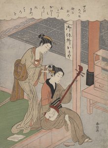 Haare kämmen, 1770 von Suzuki Harunobu