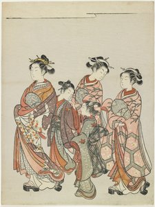 Kurtisane mit Begleitern auf Parade, nach 1766