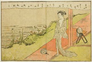 Doppelseitige Illustration aus Band 1 von "Bilderbuch der Frühlingsbrokate (Ehon haru no nishiki)"