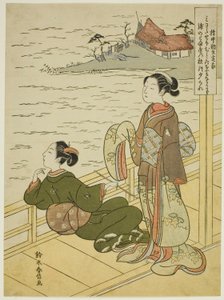 Gonchunagon Sadaie (Fujiwara no Teika), aus einer unbetitelten Serie von Parodien der Drei Abendgedichte von Suzuki Harunobu