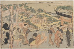 Osen des Kagiya-Teeladens am Kasamori-Schrein mit Blick auf Nippori in Yanaka