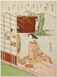 Gedicht von Sakanoue no Korenori, aus einer unbetitelten Serie von Sechsunddreißig Unsterblichen Dichtern von Suzuki Harunobu