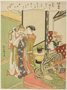 Tamonten, aus der Serie "Die sieben Glücksgötter im modernen Leben (Tosei Shichi Fukujin)" von Suzuki Harunobu