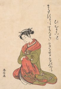 Die Kurtisane Itsuhata mit ihrer Pfeife, ca. 1765 von Suzuki Harunobu