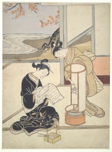 Das Abendglühen von Andon: Zashiki Hakkei von Suzuki Harunobu