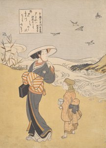 Der Juwelenfluss der Regenpfeifer, ein berühmter Ort in der Provinz Mutsu, aus der Serie Sechs Juwelenflüsse von Suzuki Harunobu