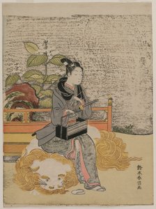 Jugend, die Monju, den Gott der Weisheit, auf einem Löwen darstellt, ca. 1767 von Suzuki Harunobu