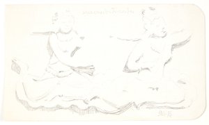 "Schwebende Frauen". Studienblatt nach Reliefs in Borobudur, Java. von Svend Rathsack