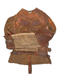 Zwangsjacke im Besitz von Harry Houdini, ca. 1915 (Khakileinwand, Leder & Metallnieten)