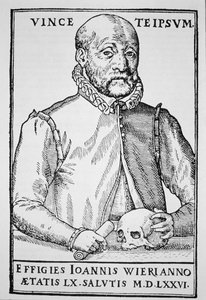 John Wier (1516-88), Kopie einer Illustration aus De Lamiis Liber, Basel 1577, verwendet in einer Geschichte der Magie, veröffentlicht im späten 19. Jahrhundert von Swiss School