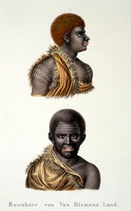 Eingeborene von Van Diemens Land, d.h. Tasmanien, aus Ethnologische Studie verschiedener Rassentypen von verschiedenen Kontinenten, von C.I. Brodtmann, 1824