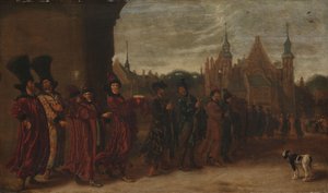 Die Gesandtschaft des Zaren von Moskau auf dem Weg zu einem Treffen der Generalstaaten in Den Haag von Sybrand van Beest