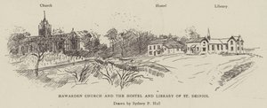 Hawarden Kirche und das Hostel und die Bibliothek von St. Deiniol von Sydney Prior Hall