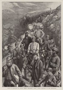 Indien in Schottland, ein indischer Prinz kehrt von einem Jagdausflug in den Highlands zurück von Sydney Prior Hall