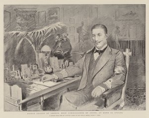 Prinz Georg von Griechenland, Hoher Kommissar von Kreta, zu Hause in Athen von Sydney Prior Hall