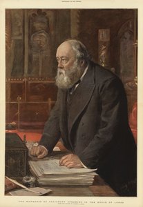 Der Marquess of Salisbury spricht im House of Lords von Sydney Prior Hall