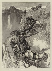 Der Prinz von Wales in Norwegen, der Prinz und seine Suite steigen den Stalheimsklev hinab