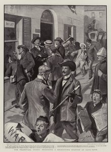 Die Transvaal-Krise, Belagerung einer Rekrutierungsstation in Kapstadt von Sydney Prior Hall