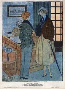 Illustration einer Szene des Theaterstücks „Elles tirera“ von Andre Birabeau und Marcel Hervieu in „La baionnette“ Nummer 124 vom 15. November von Sylvain Sauvage