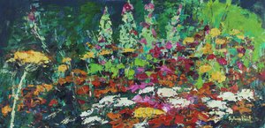 Lebhaftes Blumenbeet, 2021 von Sylvia Paul