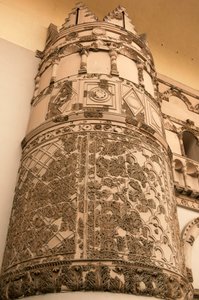 Der Eingang zum Nationalmuseum, der das monumentale Tor zu Qasr al-Hayr al-Gharbi, einem der berühmtesten Umayyaden-Schlösser, integriert, Altstadt von Damaskus (UNESCO-Welterbeliste)
