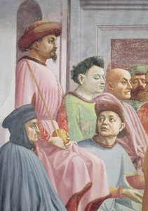 Die Auferweckung des Sohnes des Theophilus, König von Antiochia, Detail des Königs von Antiochia, ca. 1427 Fresko
