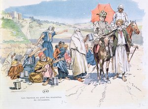 Aussätzige vor den Mauern Jerusalems, 1892 von T. de Haener