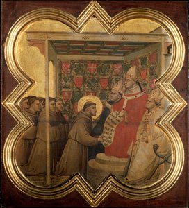Leben des Heiligen Franz von Assisi: Innozenz III. bestätigt die Franziskanerregel im Jahr 1210 von Taddeo Gaddi