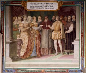 Italien, Region Latium, Caprarola (Provinz Viterbo), Farnese-Palast, Hochzeit von Ottavio Farnese mit Margarete von Österreich von Taddeo Zuccari, Fresko von Taddeo Zuccari