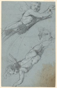 Skizzen von zwei geflügelten Putti und einer Urne