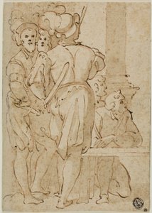 Stehende Soldaten und kniende Figuren von Taddeo Zuccaro