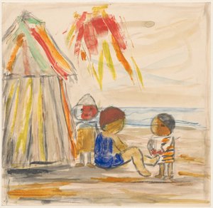 Kinder am Strand von Tadeusz Makowski