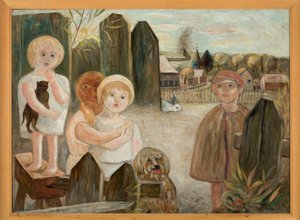 Kinder im ländlichen Hof von Tadeusz Makowski