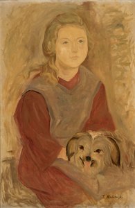Mädchen mit Hund von Tadeusz Makowski