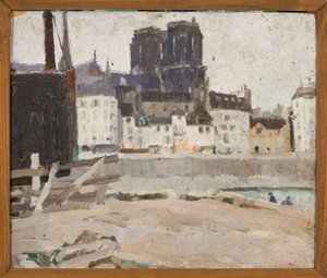 Landschaft mit der Kathedrale Notre-Dame von Tadeusz Makowski