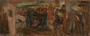 Genreszene mit Wagen von Tadeusz Makowski