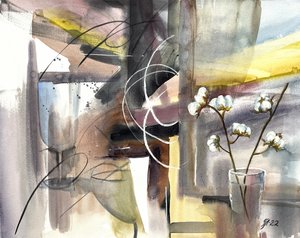Aquarell-Baumwollabstraktion