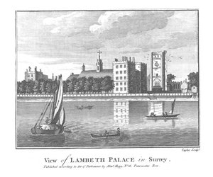 Ansicht des Lambeth Palace in Surrey, spätes 18. Jahrhundert