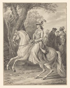 Wilhelmina von Preußen, Prinzessin von Oranien-Nassau, zu Pferd von Tethart Philip Christian Haag (signed by artist)