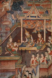 Detail aus einem Wandgemälde im Viharn Laikam in Wat Phra Singh von Thai School
