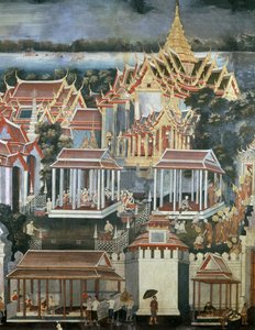 Opfergaben an Mönche im Tempel des Smaragd-Buddhas, 1864 von Thai School