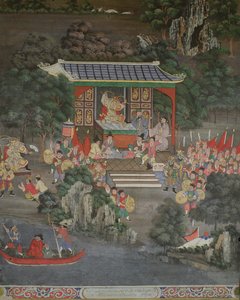 Szene mit chinesischem Einfluss, Sala Geng, Wat Bowonniwet Vihara, Bangkok von Thai School
