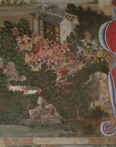 Szene mit chinesischem Einfluss, Sala Geng, Wat Bowonniwet Vihara, Bangkok