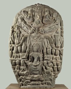 Stelen mit Buddha und anbetenden Gottheiten, Davaravati-Periode