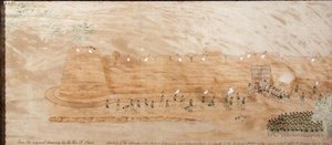 Skizze des Angriffs auf Koonja, 3. Oktober 1824